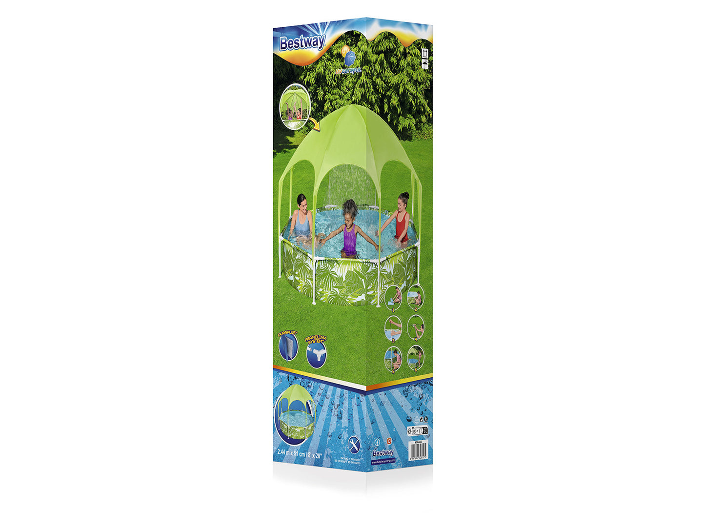 BESTWAY Splash-in-Shade Children’s Frame Pool, Ø 244 × 51 cm
