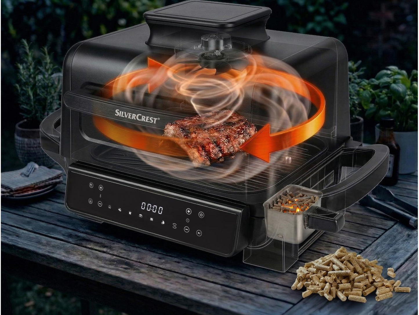 SILVERCREST® Friteuse à air chaud avec gril et fumoir SHLFS 2200 A1, 3,8 l