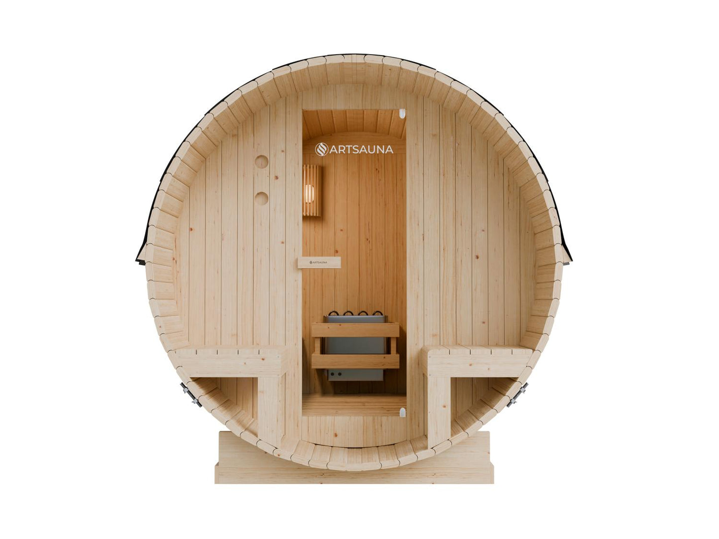 Sauna de barril para exterior ARTSAUNA Spitzbergen 220 para 6 personas con porche
