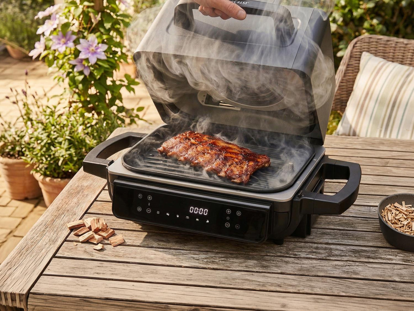 SILVERCREST® Friteuse à air chaud avec gril et fumoir SHLFS 2200 A1, 3,8 l