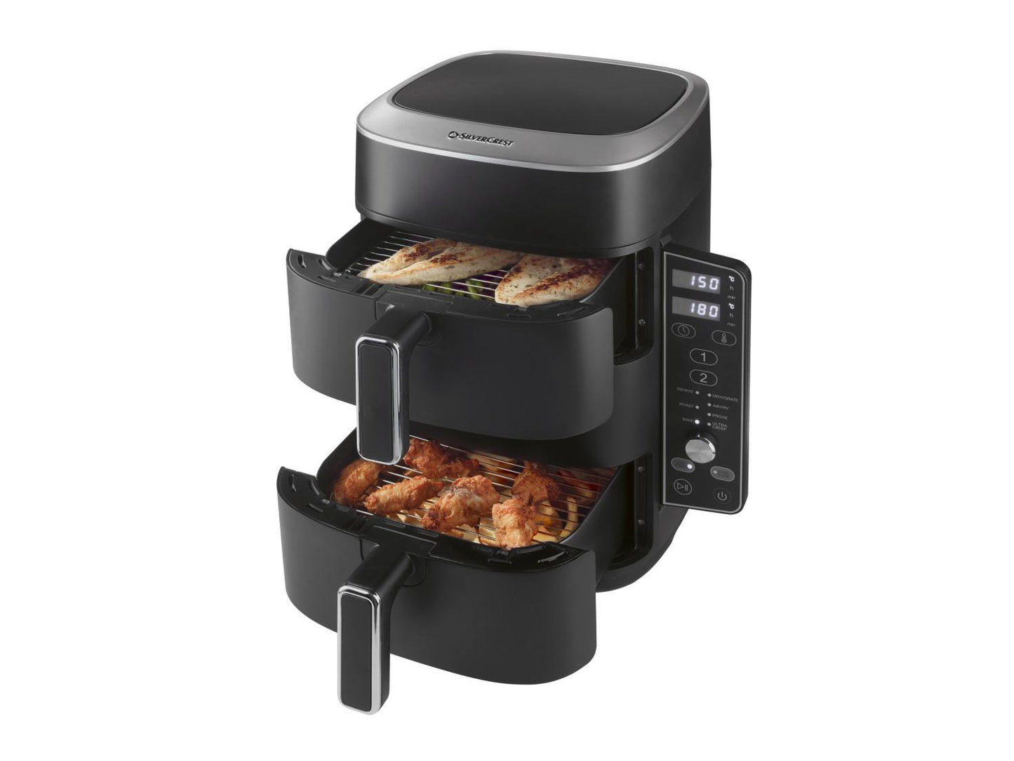 SILVERCREST® Friteuse à air chaud 2 zones superposées SHFDV 2470 A1, 9,5 l