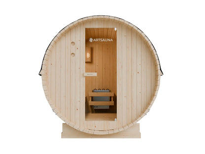 Sauna de barril para exterior ARTSAUNA Spitzbergen 220 de madera de abeto, para 6 personas