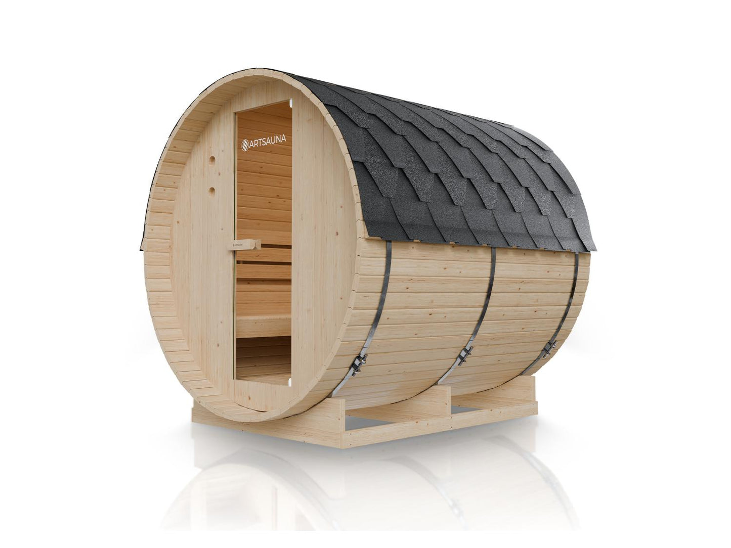 Sauna de barril para exterior ARTSAUNA Spitzbergen 220 de madera de abeto, para 6 personas