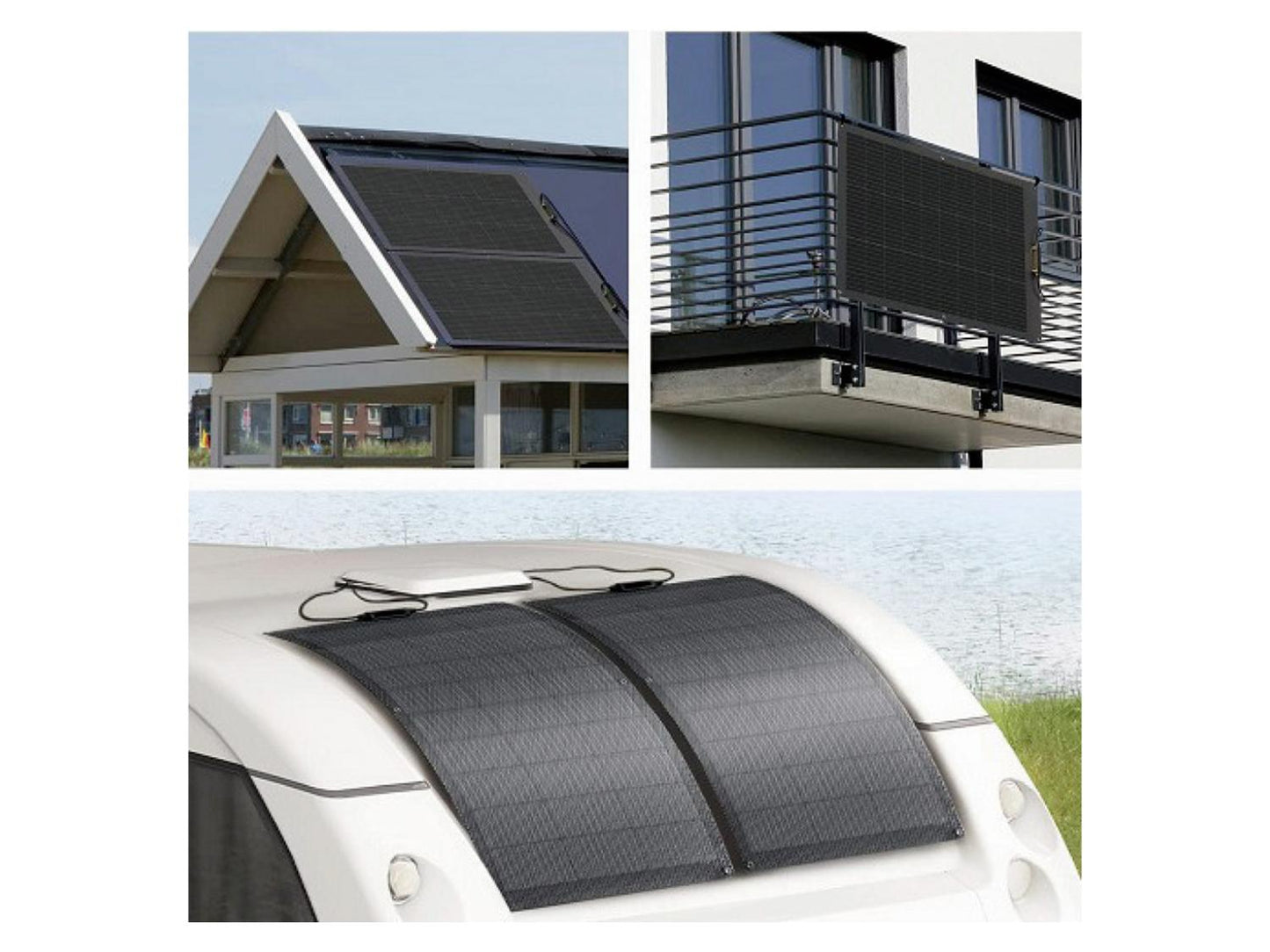 VALE Kit solaire pour balcon 900 Wc/800 W avec panneaux flexibles Full Black, Wi-Fi et kit de fixation