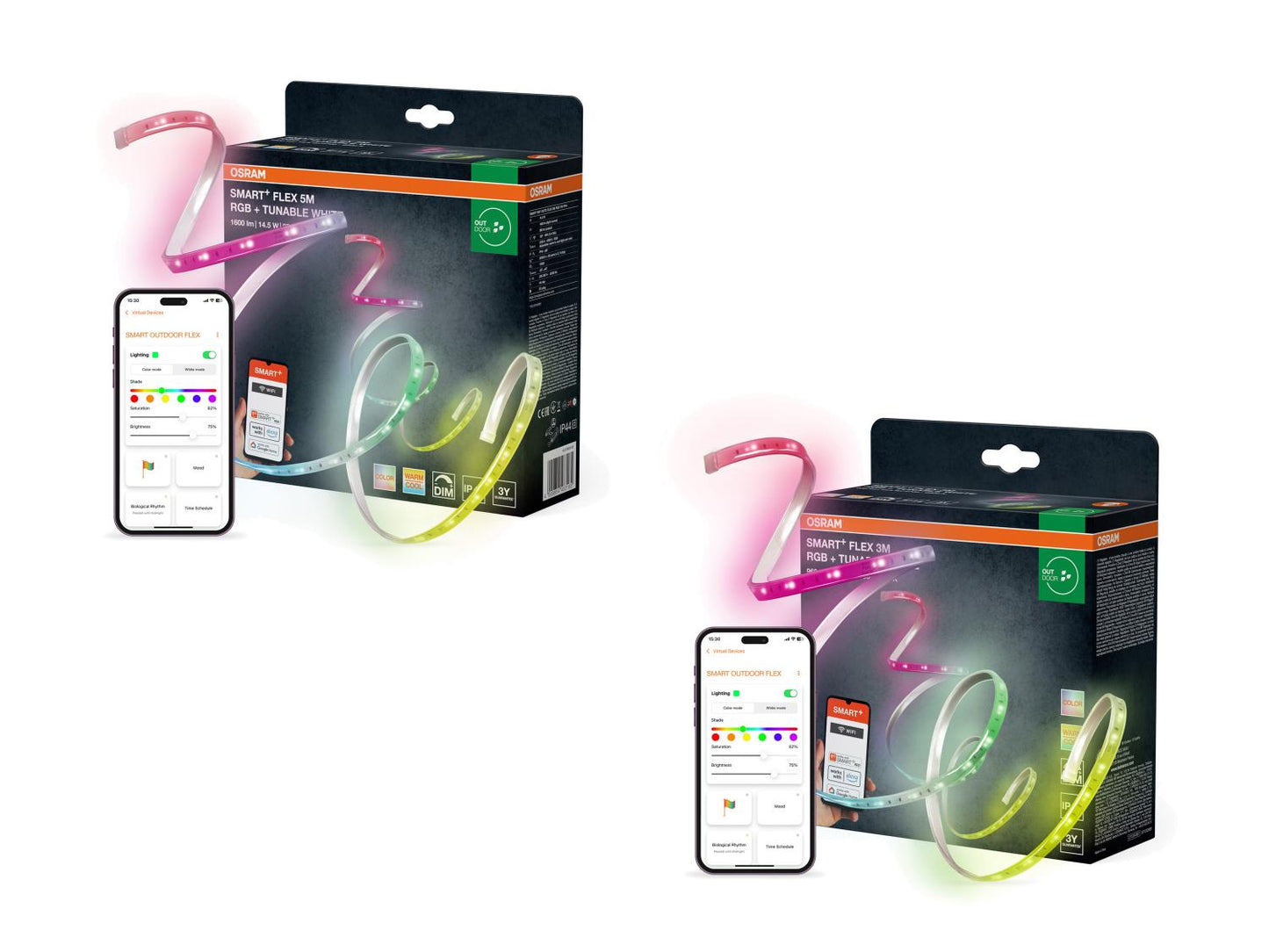 OSRAM SMART+ WiFi lanksti lauko LED juosta RGB ir reguliuojamos baltos šviesos IP44 – 3 m arba 5 m