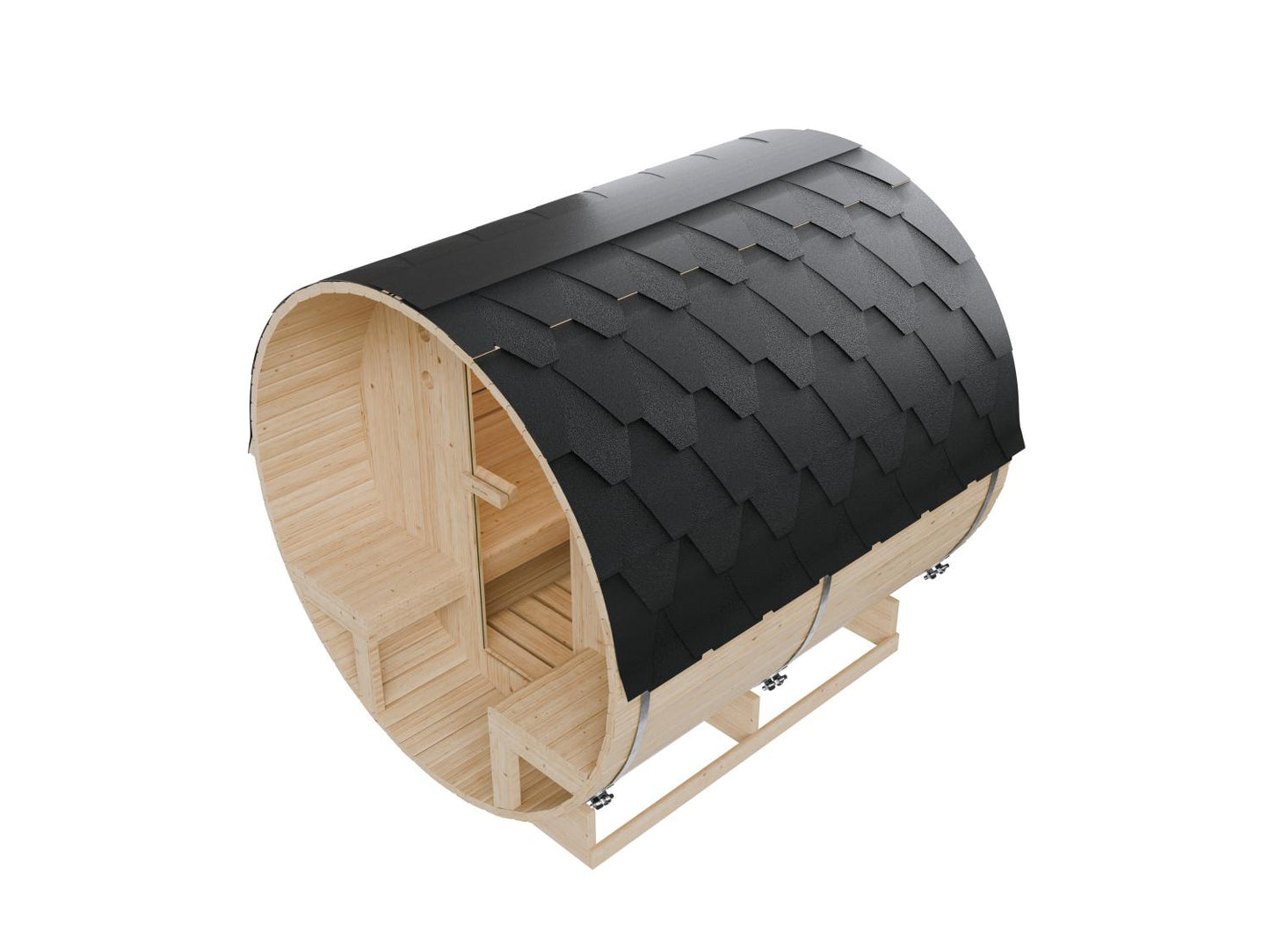 Sauna de barril para exterior ARTSAUNA Spitzbergen 220 para 6 personas con porche