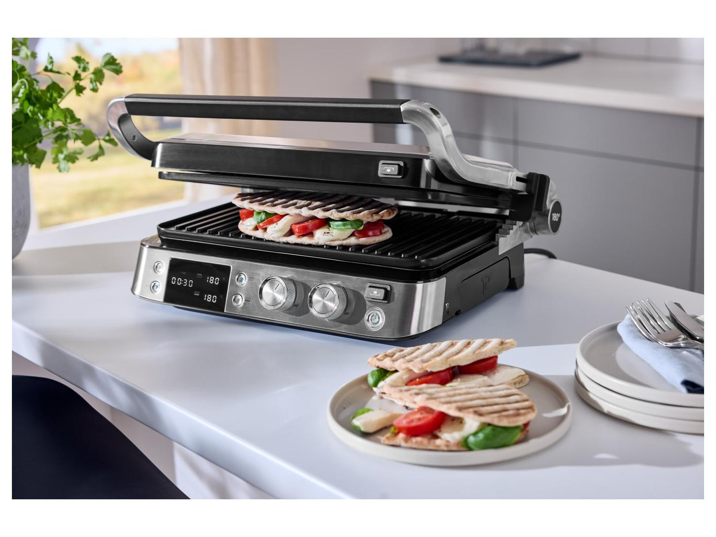 SILVERCREST® Grill a contatto digitale Premium SKGB 2000 A1, 2000 W