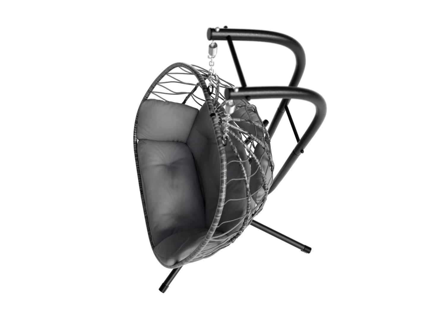 JUSKYS Silla colgante doble Aria de polirratán con estructura y cojines, Gris o Beige