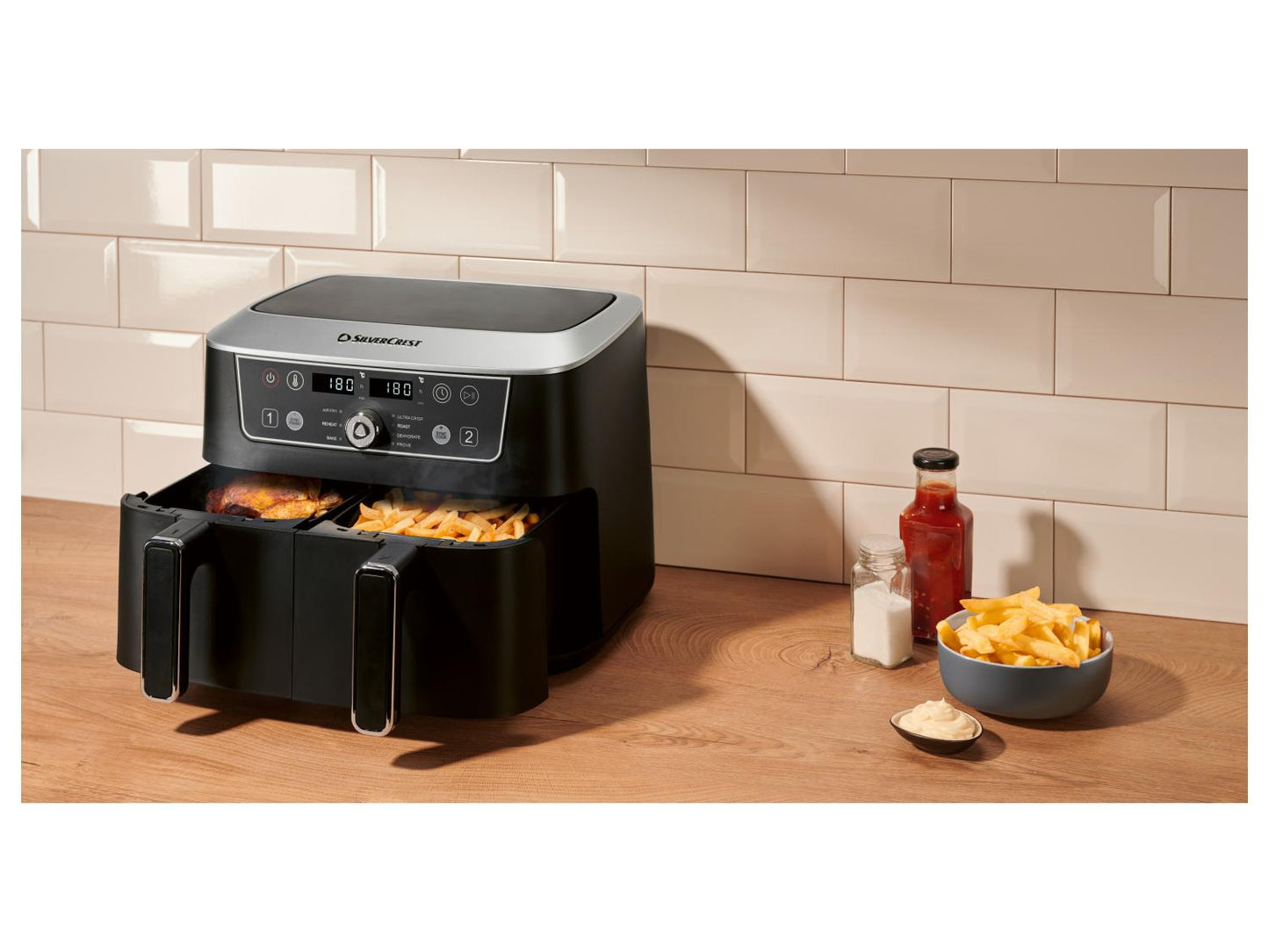 SILVERCREST® Friteza na vrući zrak s dvije košare SHFDD 2600 C2, 8,7 L