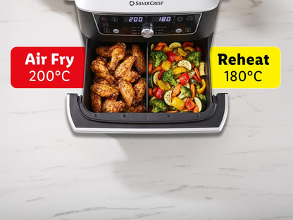 Friteuse à air chaud double compartiment SILVERCREST® SHFDA 2600 A1, 2 x 5,5 l
