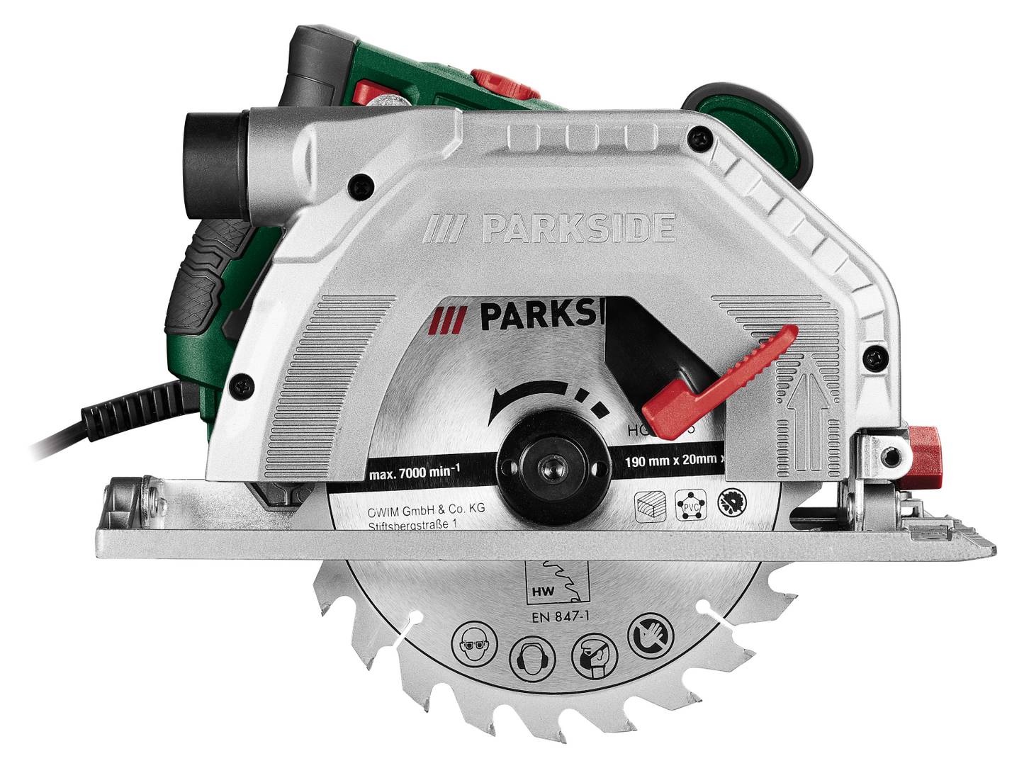 PARKSIDE® Serra circular PHKS 1350 E4, 190 mm, 1350 W