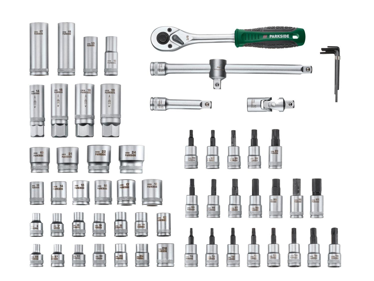 PARKSIDE® Set di chiavi a bussola e inserti PSSS 65 A1, 65 pezzi