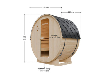 ARTSAUNA Sauna de barril para exterior Spitzbergen 120 para 2 personas