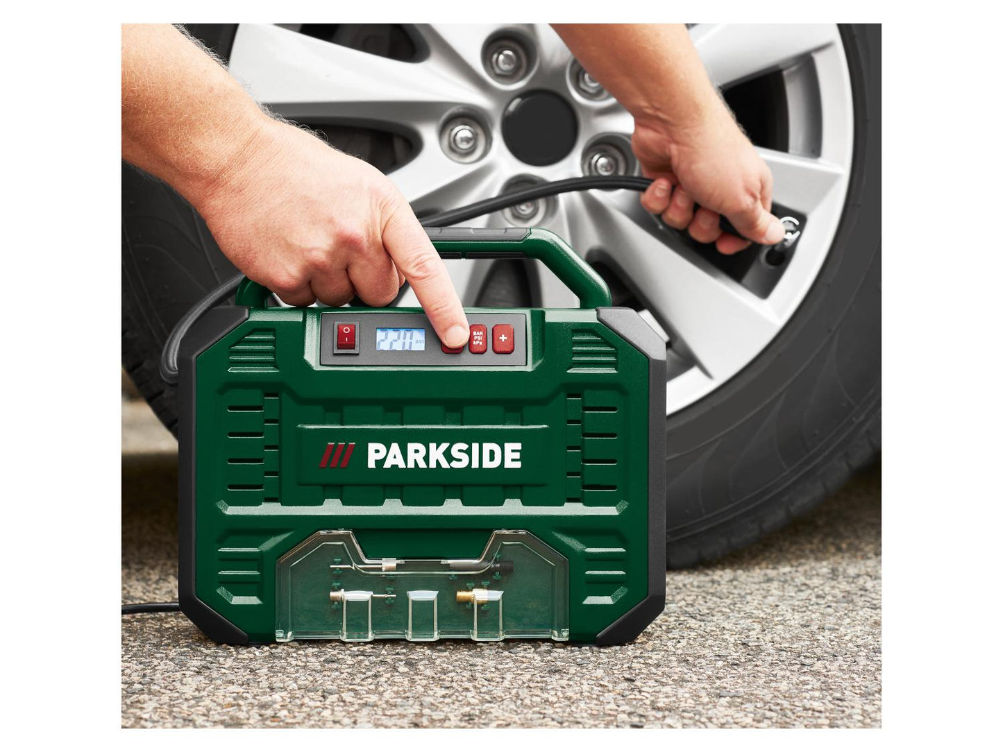 PARKSIDE® Compressore con indicazione digitale portatile PMK 150 A1, 12 V/230 V