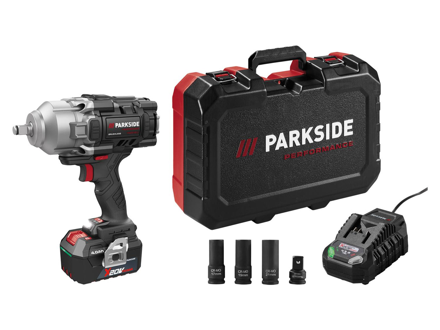 PARKSIDE PERFORMANCE® Set avvitatore a impulsi a batteria PASSP 20-Li C4 con batteria e caricabatterie, 20 V