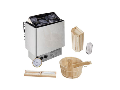 Sauna de barril para exterior ARTSAUNA Spitzbergen 220 para 6 personas con porche