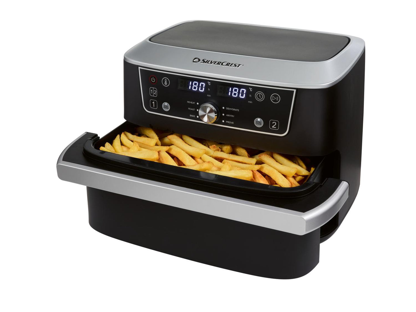 Friteuse à air chaud double compartiment SILVERCREST® SHFDA 2600 A1, 2 x 5,5 l