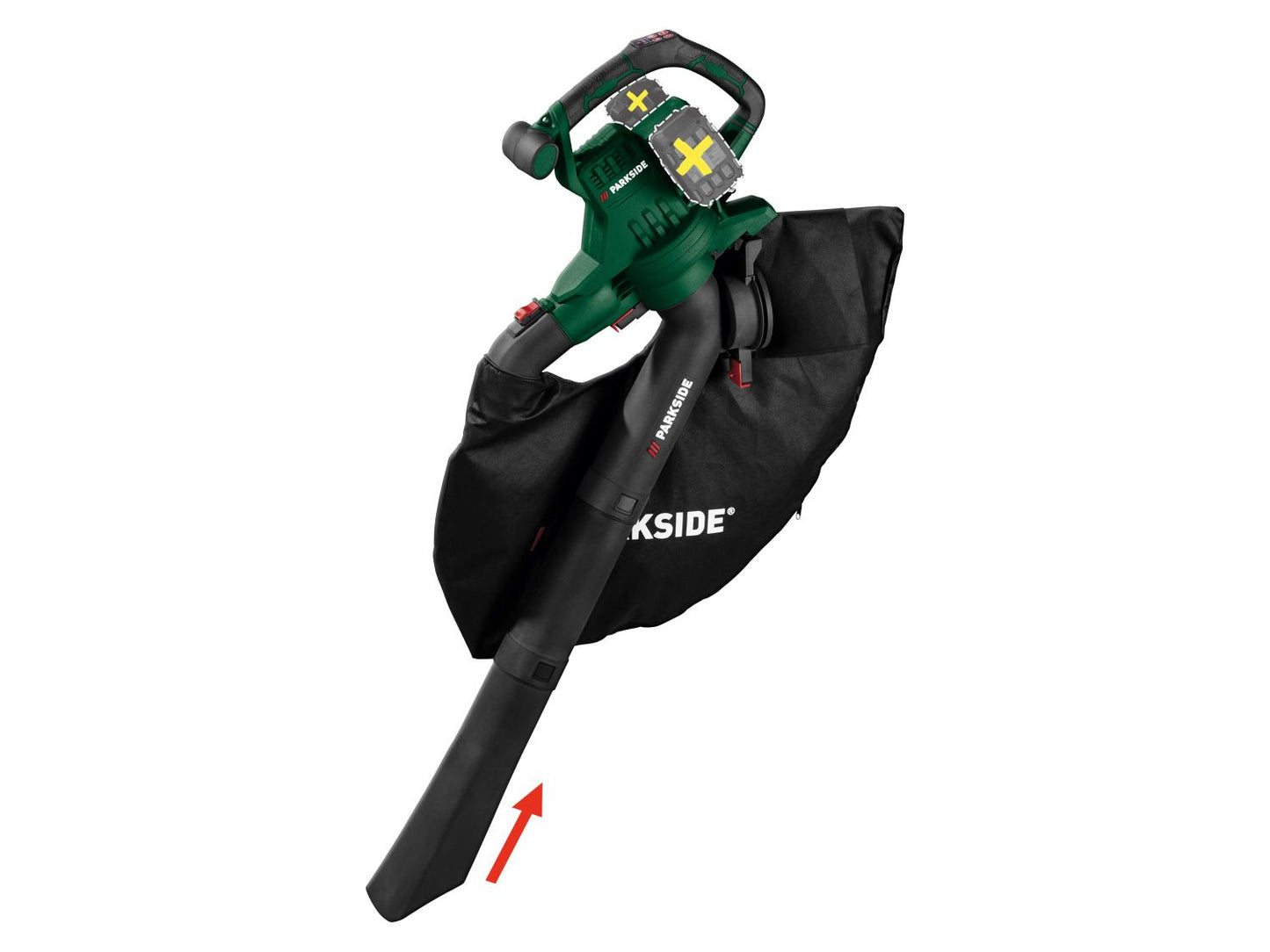 PARKSIDE® Akumuliatorinis elektrinis lapų pūstuvas / siurblys / smulkintuvas PLSA 40-Li D3, 40 V, 320 km/h